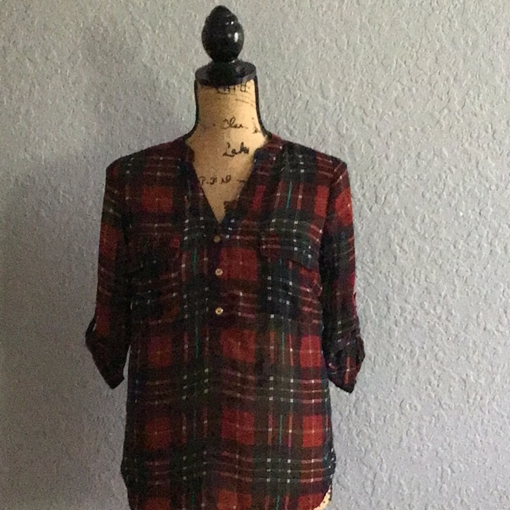 Plaid Shear Women's Top - Red and Black